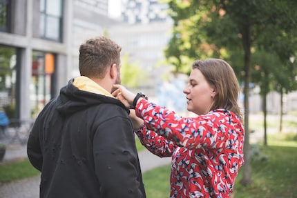 Hobby tailor and professional translator Anne Chapuis at a photo shoot