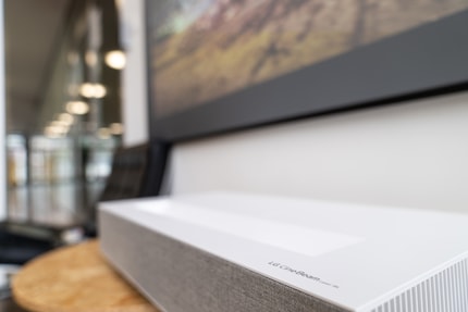 Not bad: the image is projected onto the screen from a distance of about 10 centimetres from the wall.