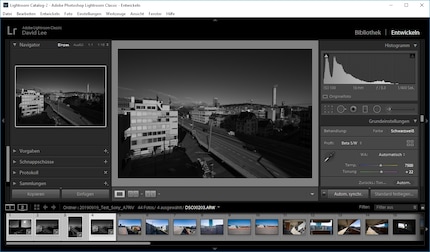 The thumbnails here show me that I am editing four images in black and white.