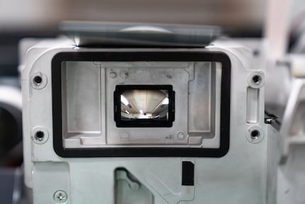 A look at the mirror that reflects the image compiled in the prism into the lens.