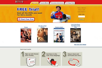 A brief description of the subscription model on the Netflix homepage.
