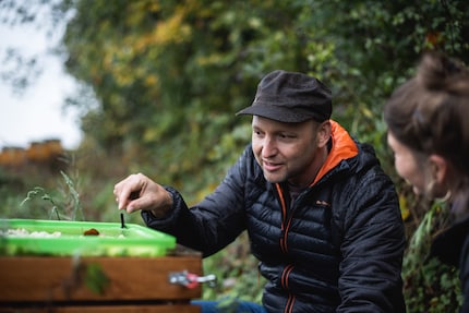 Unterdessen schätzen die Bienen Andrés selbstgebaute Wasserquelle.
