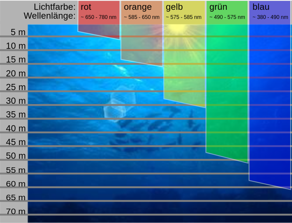 Quelle: https://commons.wikimedia.org/wiki/File:Farbabsorption_unter_Wasser.svg