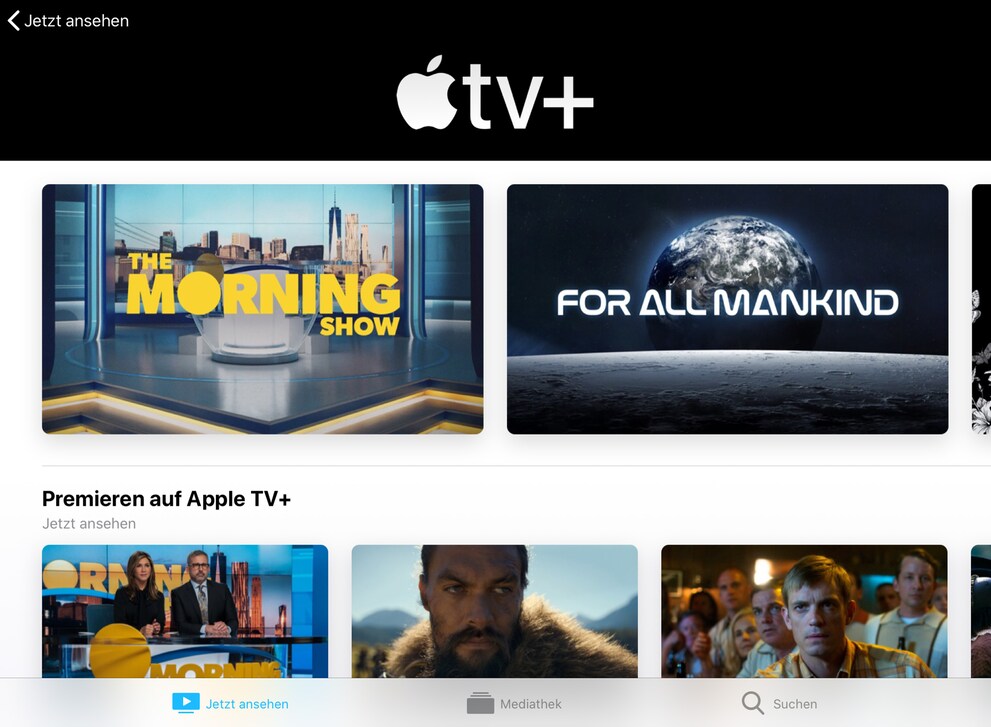 Der Reiter «Apple TV+» zeigt alle Apple Originale auf einen Blick.