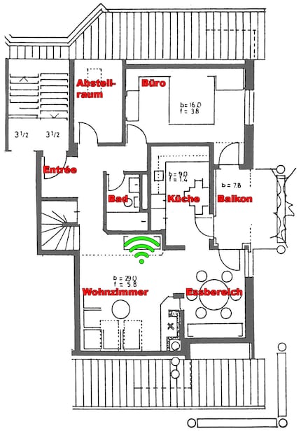Standort Access Point: WiFi-Symbol in Grün