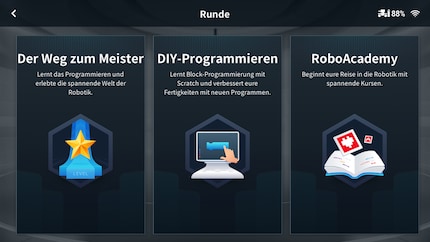 The three selection options in the RoboMaster S1 lab mode menu.