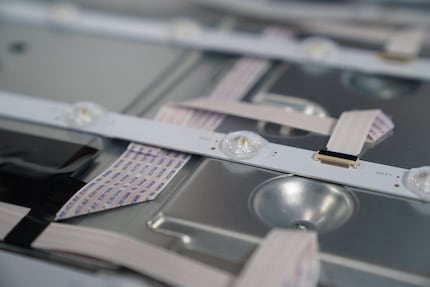 Each LED strip is connected to the mainboard located at the back of the TV by a ribbon cable and a circuit board.