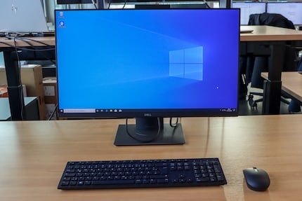 On the desk is just the monitor.
