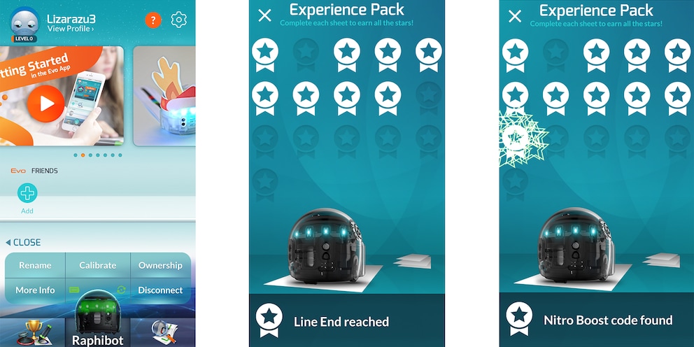 Die Fortschritte der Experience Packs siehst du in der App.