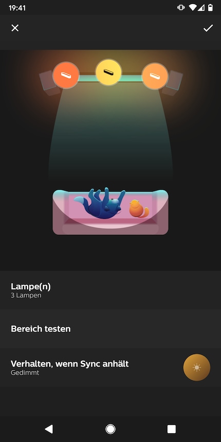 Die Position deiner Leuchten musst du in der Hue-App definieren.