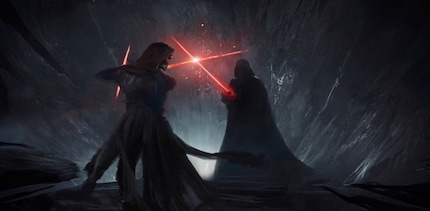 Ein kurzer, aber heftiger Kampf zwischen Kylo und Vader.