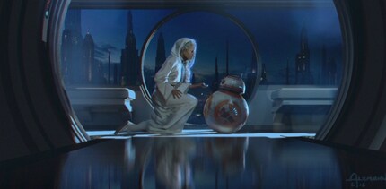 Leia zeichnet eine Nachricht für die ganze Galaxie auf.