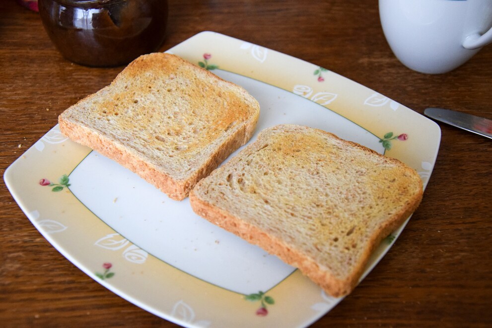 Hier handelt es sich um die Rückseite der Toasts vom vorigen Foto: Diese ist deutlich heller geraten.
