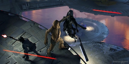 Chewbacca überwältigt einen Knight of Ren.