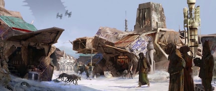 Die Raffinerie-Kolonie auf der Planetenoberfläche.