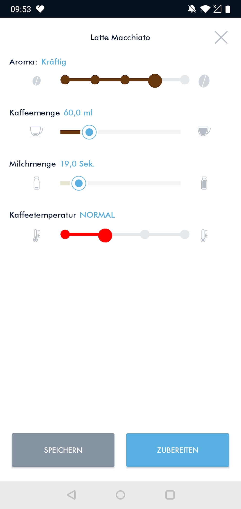 Es ist schwierig die richtige Milchmenge abzuschätzen, da der Hersteller diese in Sekunden angibt.