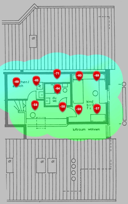 2.4 GHz signal level upstairs