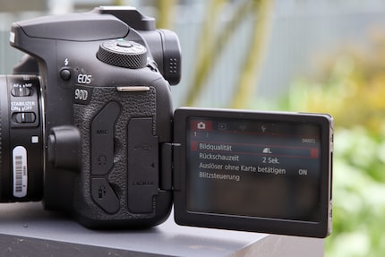 The display of the EOS 90D folds out to the side.