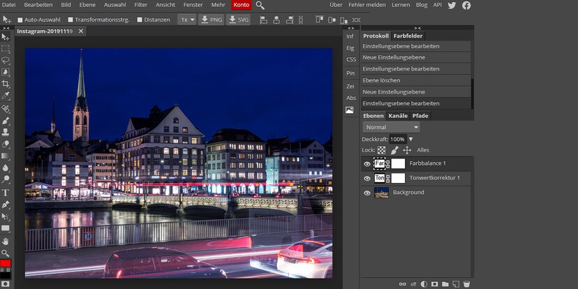Photopea: Photoshop-Dateien im Browser öffnen und bearbeiten