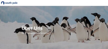A screenshot of southpole.com/de/warum-spg. Penguins play a leading role.