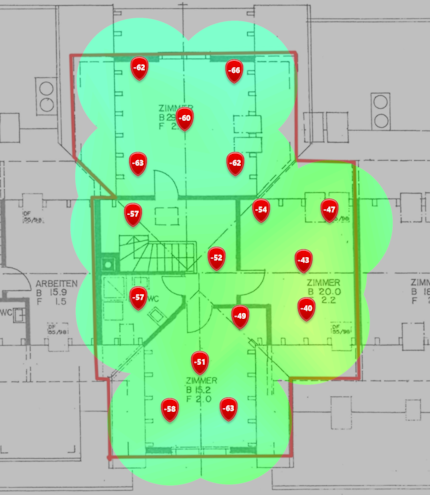 5 GHz signal level on the second attic floor.