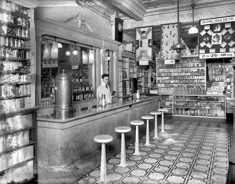 Eine Soda Fountain in einem Drug Store der 1920er Jahre in Washington DC