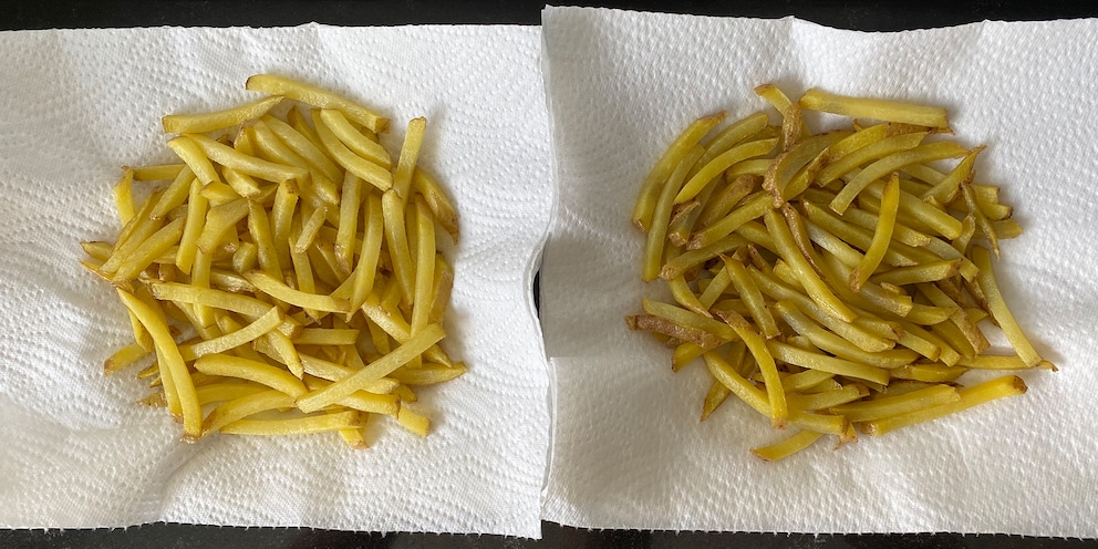 Nicht wirklich lecker: So sehen die Pommes nach dem ersten Frittieren aus.