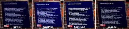 Für das Foto wurde der Ausschnitt vom Samsung vergrößert und vom Xiaomi verkleinert.