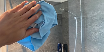 Even in the shower, you won't find me without my microfibre cloth.