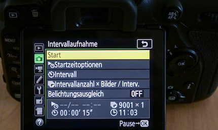 The interval timer of a Nikon camera.