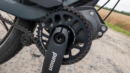 The luxury version is fitted with a Pinion gearbox and belt drive.