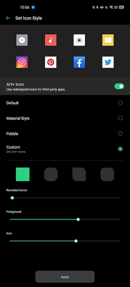 You can shape the icons yourself. Nice.