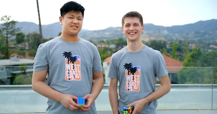 Competing friends Max Park (left) and Feliks Zemdegs (right).