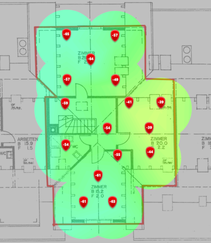 2.4 GHz signal range on the second attic floor.