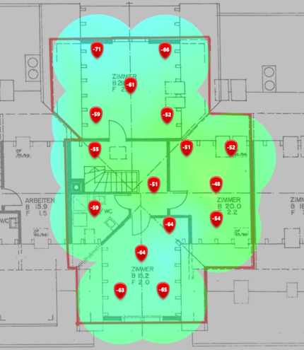 2.4 GHz signal range on the second attic floor.
