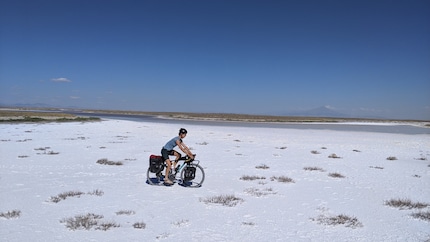 It looks like snow, but it's salt: Lake Tuz is one of the saltiest lakes in the world.
