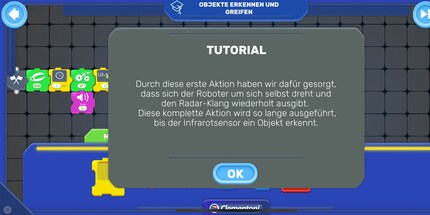Learning mode gives you step-by-step instructions on how to code.