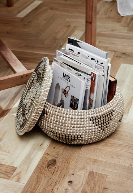 Baskets are great for storing magazines. Photo: House Doctor