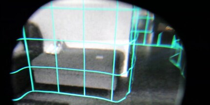 The grid represents the area I can move around in freely. Image source: Youtube/VRRay OfMinneapolis