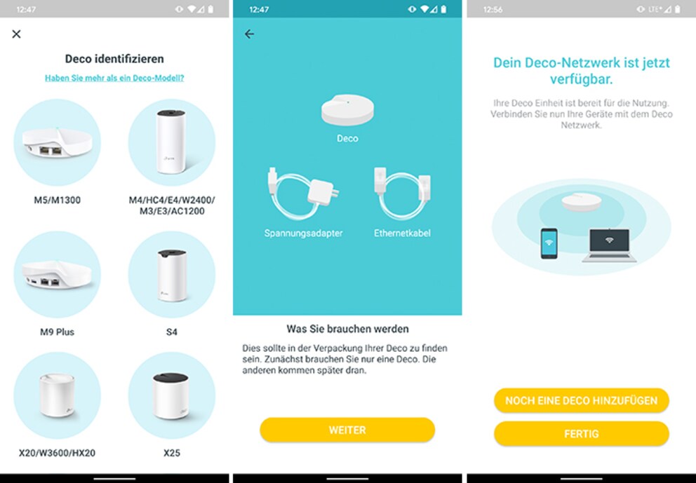 Die Deco-App führt durch die Installation.