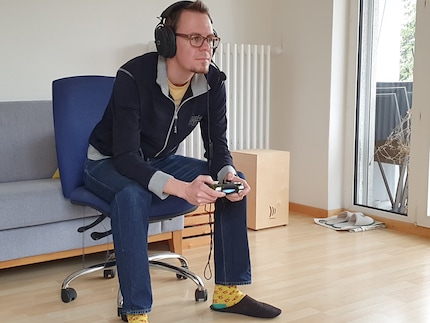 Wenn Michel «MLB The Show» im Rahmen der SBEL zockt, hat er trotz voller Konzentration auch viel Spass dabei. Bildquelle: Michel Romang