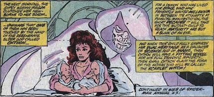 Chthon bei der Geburt von Wanda und Pietro.
