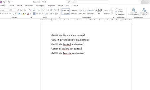 So sehen die fünf Schriften aus.