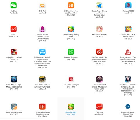 Die infizierten Apps in der gelöschten Nachricht Apples