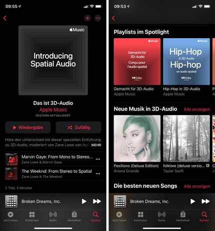 So sah es heute morgen in der Apple Music App aus.