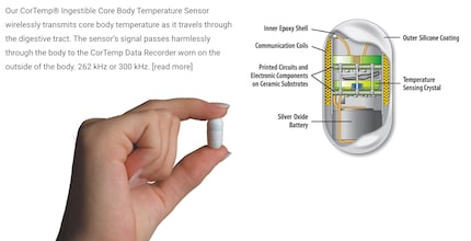 Diese Kapsel enthält keine Medizin: Mit CorTemp wird die Körperkerntemperatur gemessen.