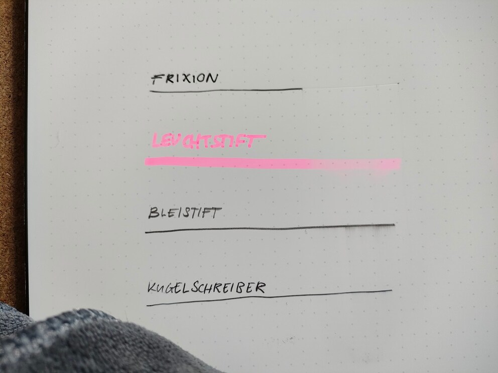Das Gekritzel vom Frixion kommt mit der Wischaktion am besten weg.