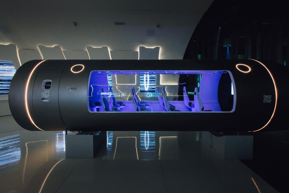 Ein Modell von Zeleros Hyperloop – an der Expo wird es so zum ersten Mal gezeigt.