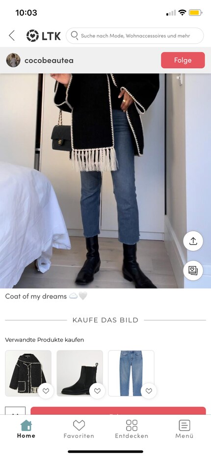 … sobald dir ein Outfit oder Stück besonders gut gefällt, kannst du's entweder abspeichern oder sofort zugreifen. Bilder: Screenshots LTK