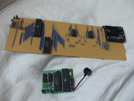 The first prototype of a low-cost calculator by Eben Upton.